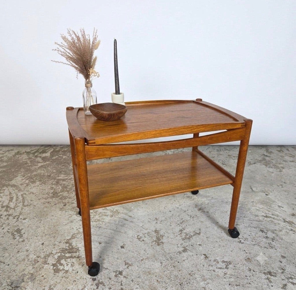 Poul Hundevad, vintage jaren 60 Teak trolley theewagen Deens, Huis en Inrichting, Ophalen, 50 tot 100 cm, Scandinavisch, Johannes Andersen, Dyrlund, Wegner