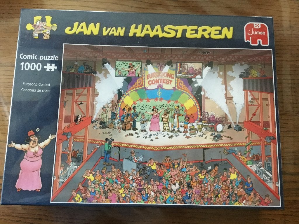 Puzzel Jumbo 1000 Jan Van Haasteren eurosong contest (NIEUW), Hobby & Loisirs créatifs, Sport cérébral & Puzzles, Enlèvement ou Envoi