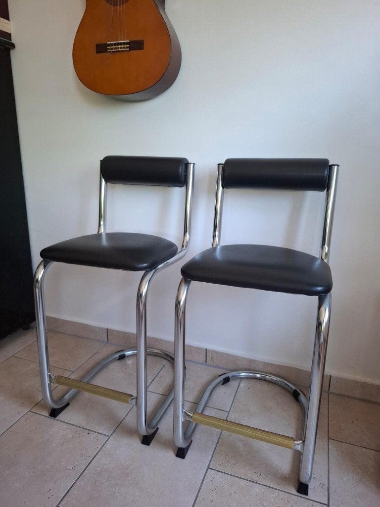 Tabourets de bar, Avec repose-pieds, 2 tabourets, Comme neuf, Enlèvement