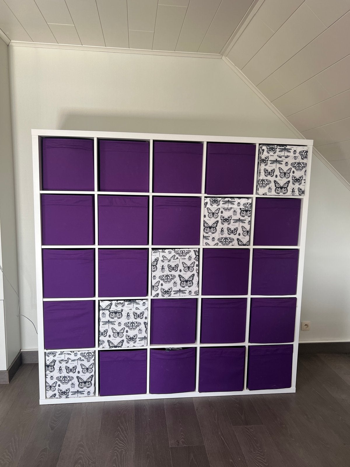 Kallax kast 5x5 met bakjes, Enlèvement, Utilisé