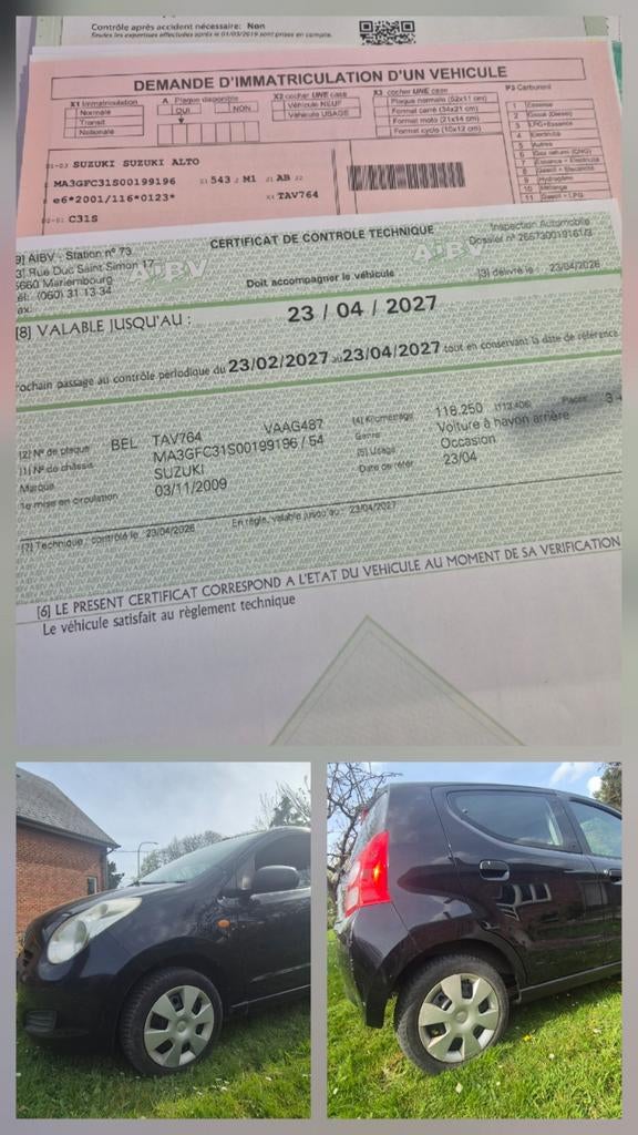 Suzuki alto 1.0i 50kw essence 119000km prêt à immatriculé, Autos, Euro 5, Achat, Noir, 5 portes