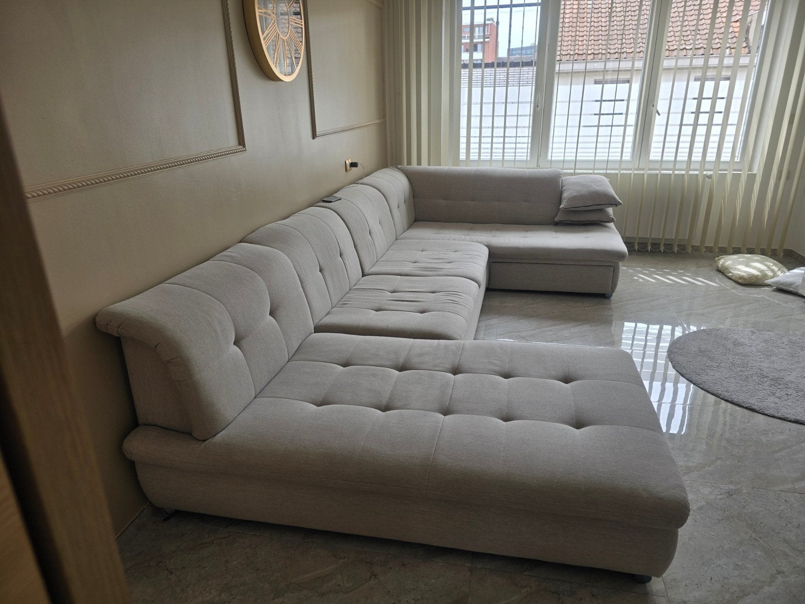 Ruime U-vorm Zetel lichtgrijs kwalitatief stof bijSeats&sofa, Ophalen, Zo goed als nieuw, Stof