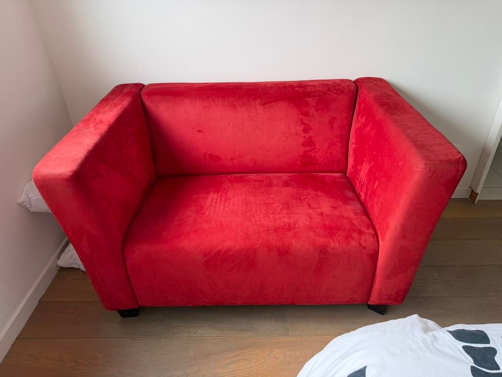 Rode twee zit bank, Ophalen, Overige materialen, Gebruikt, Minder dan 75 cm