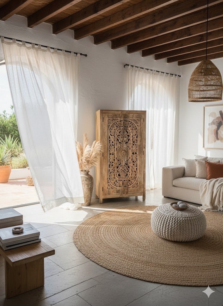 Handgesneden Kast uit India Uniek exemplaar Ibiza/Boho Nieuw, Enlèvement, Neuf