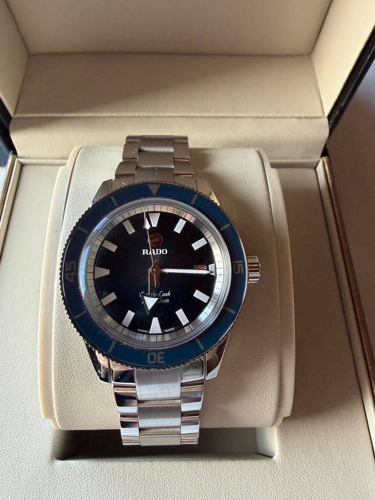 Montre Rado Captain Cook, Handtassen en Accessoires, Horloges | Heren, Leer, Staal, Polshorloge, Zo goed als nieuw