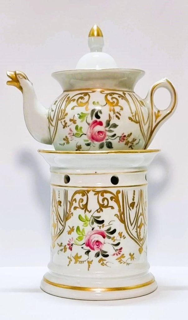 Porselein Vieux de Paris , theepot met warmhouder., Verzamelen, Ophalen of Verzenden, Zo goed als nieuw, Porselein
