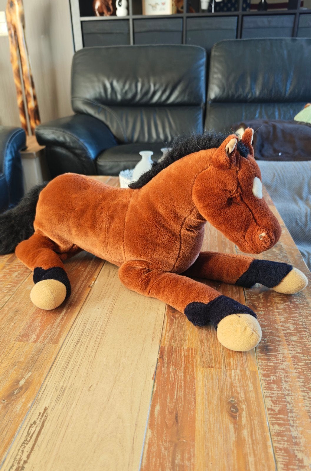 Grande peluche cheval, Brun, Enlèvement ou Envoi, Moyen (20 à 80 cm), Utilisé