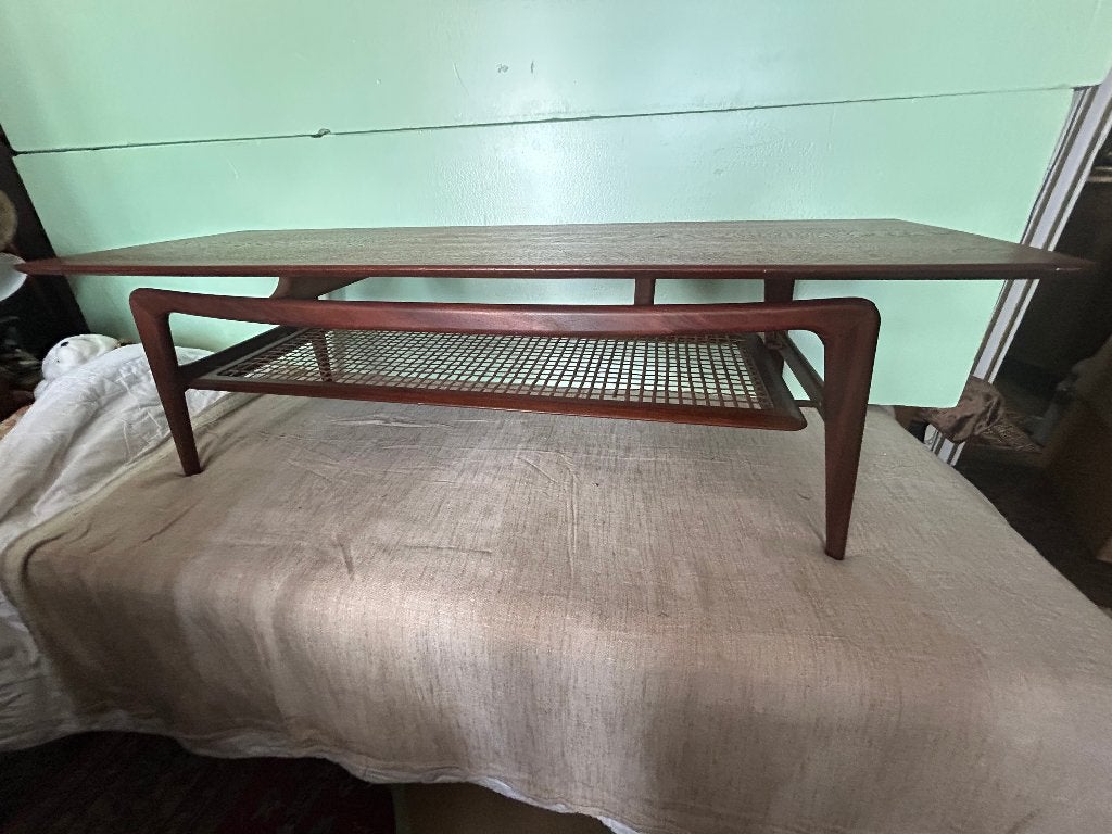 Vintage Scandinavische teak salontafel met zwevend blad, Maison & Meubles, Tables | Tables de salon, Teck, Enlèvement
