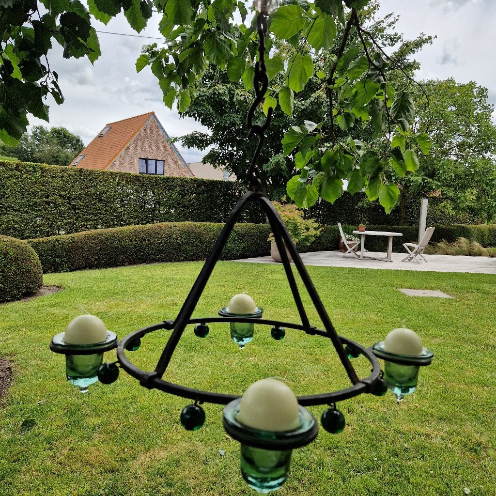 metalen krans met 4 glaasjes voor kaarsen, Ophalen of Verzenden