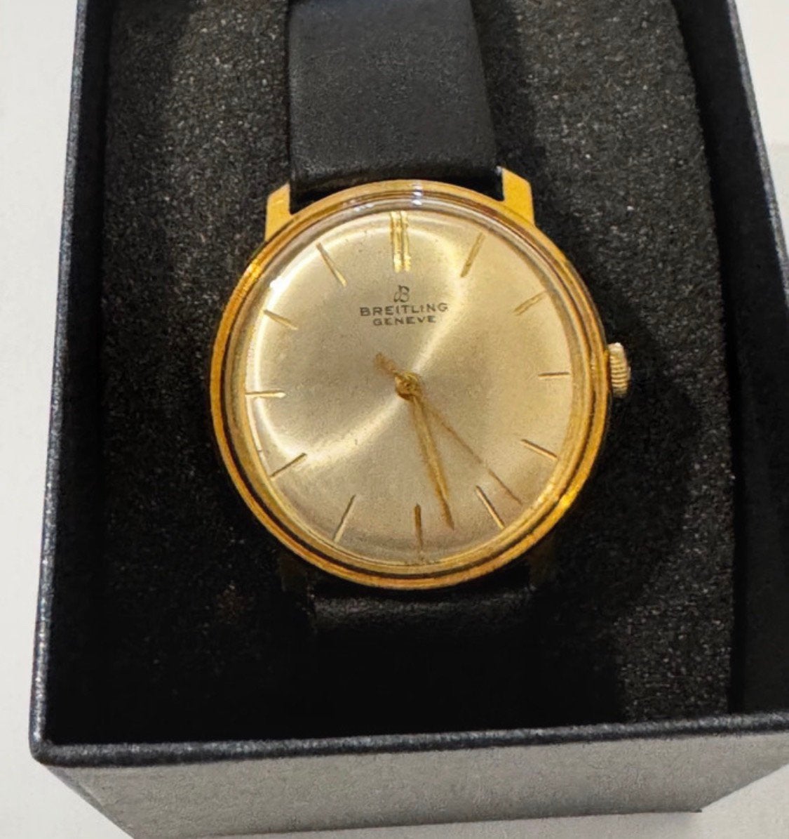 Montre Vintage Breitling Genève Automatique Réf. 2527, Bijoux, Sacs & Beauté, Enlèvement, Comme neuf, Or, Or
