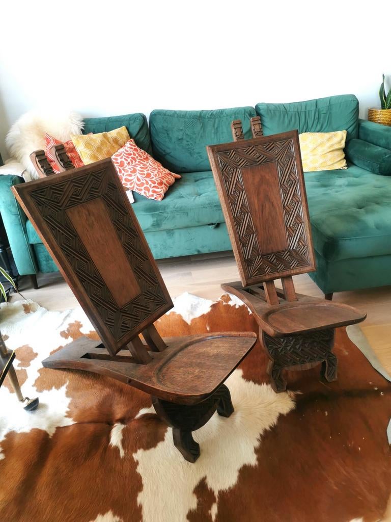 Jaren 60 1960s ceremonie Congolese stoelen, Antiek en Kunst, Ophalen
