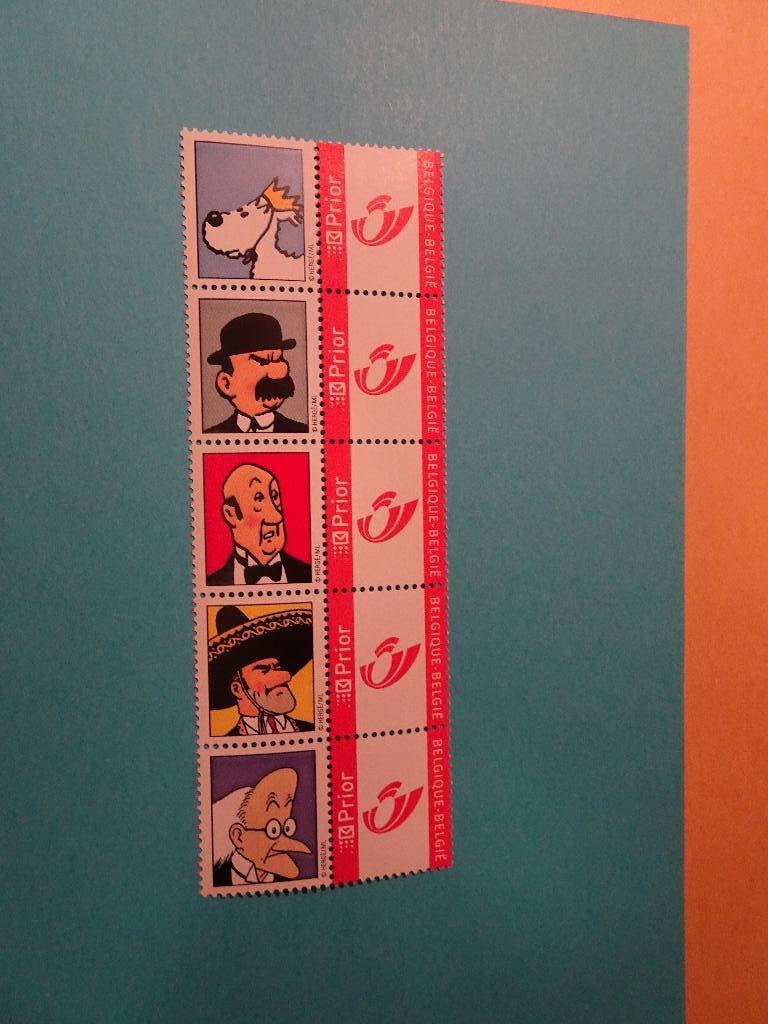 Feuillet 5 timbres Prior Tintin - Les personnages A, Enlèvement ou Envoi, Tintin, Neuf, Image, Affiche ou Autocollant