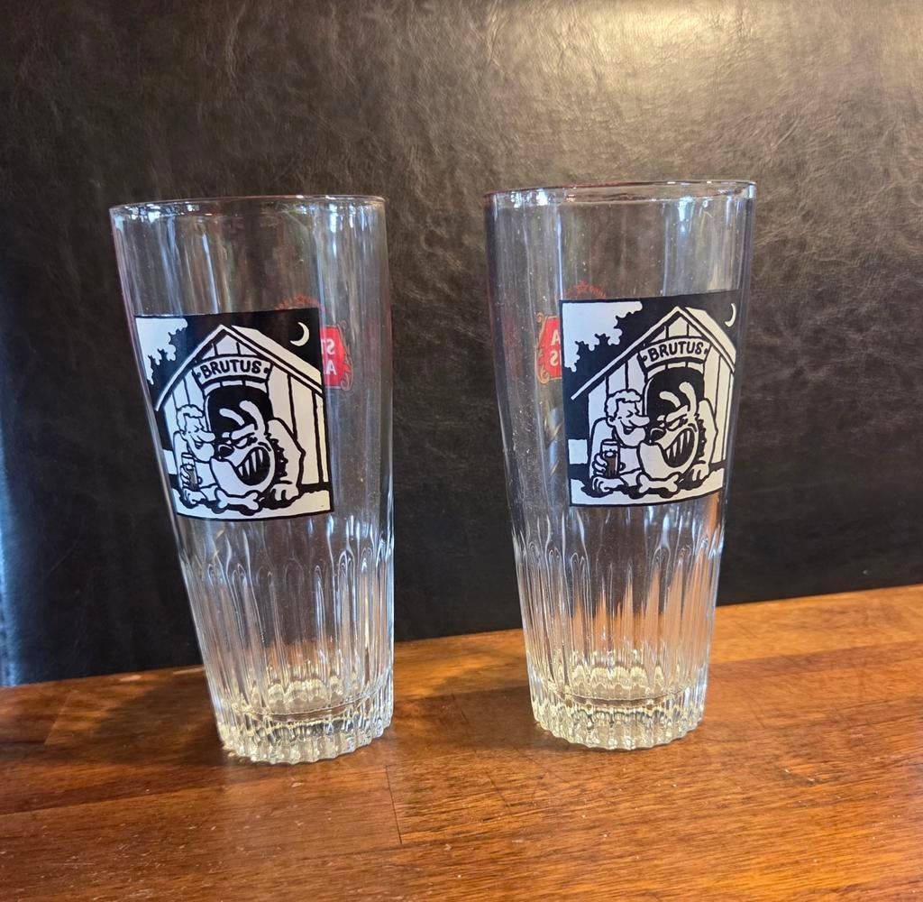 Vintage 'Brutus ' Stella Artois glazen - 2 stuks, Verzamelen, Biermerken, Ophalen of Verzenden