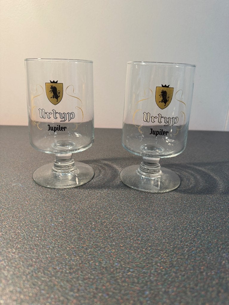 Set de 2 verres à bière originaux Urtyp Jupiler — Vintage, Enlèvement, Comme neuf, Verre à bière