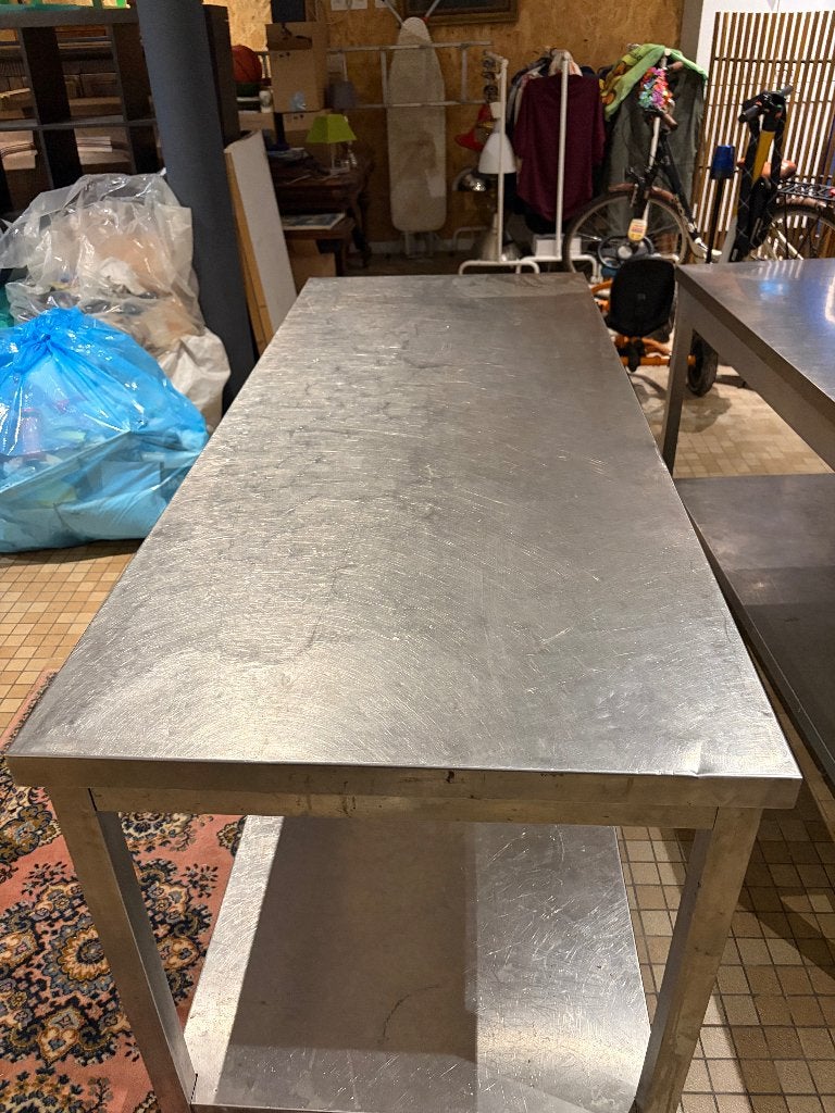 Stevige inox werktafelhoreca tafel met onderplank170 x 70 cm, Ophalen, Gebruikt, Info@denekster.com, Weet ik niet