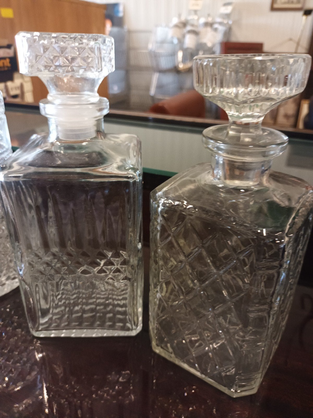Set van 3 Vintage Glazen Whiskykaraffen (met st, Ophalen of Verzenden