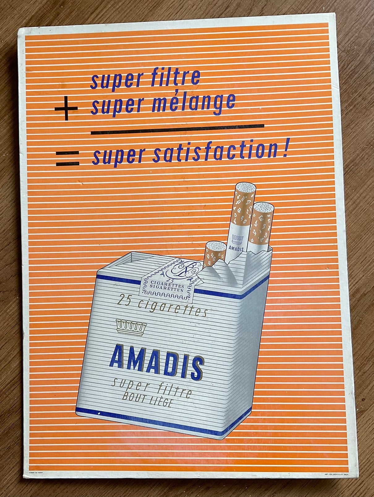 Anciennes CIGARETTES ARMADA/Panneau d'affichage, Enlèvement ou Envoi, Comme neuf, Panneau publicitaire