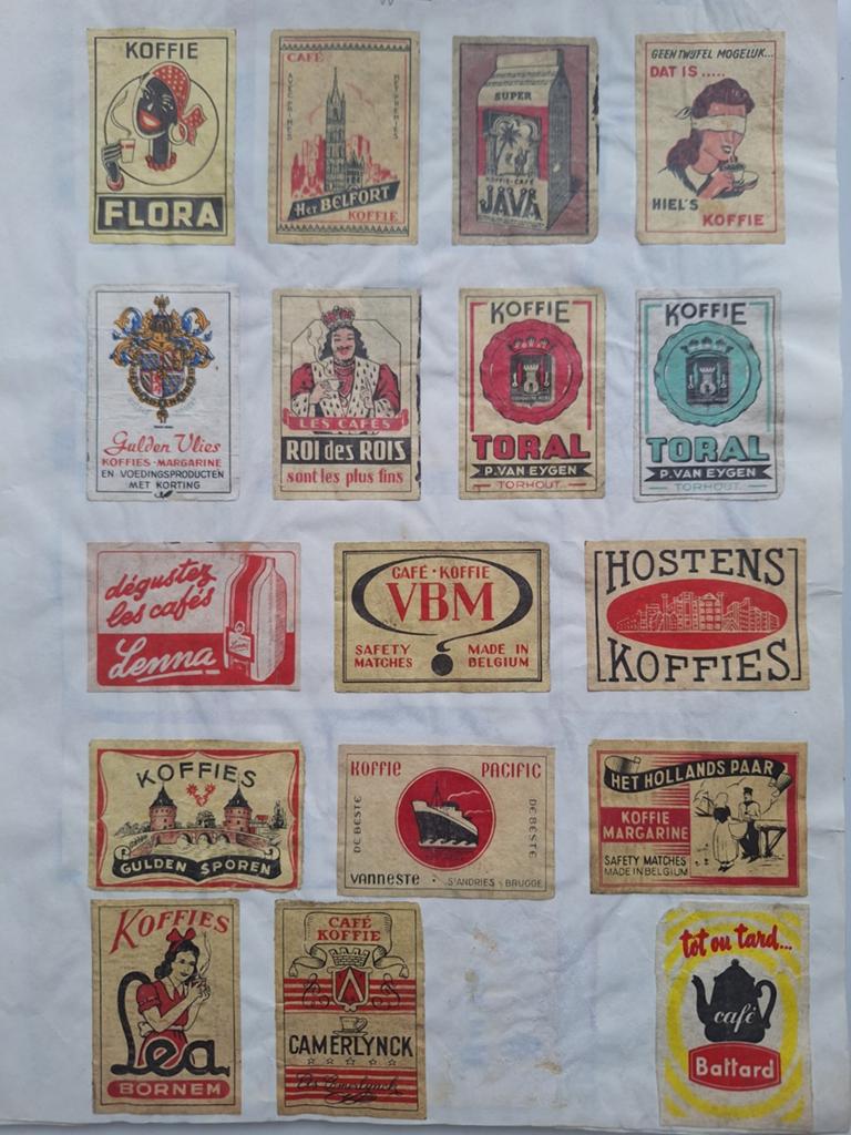 315 verschillenden oude labels van houten luciferdoosjes, Ophalen of Verzenden, Gebruikt