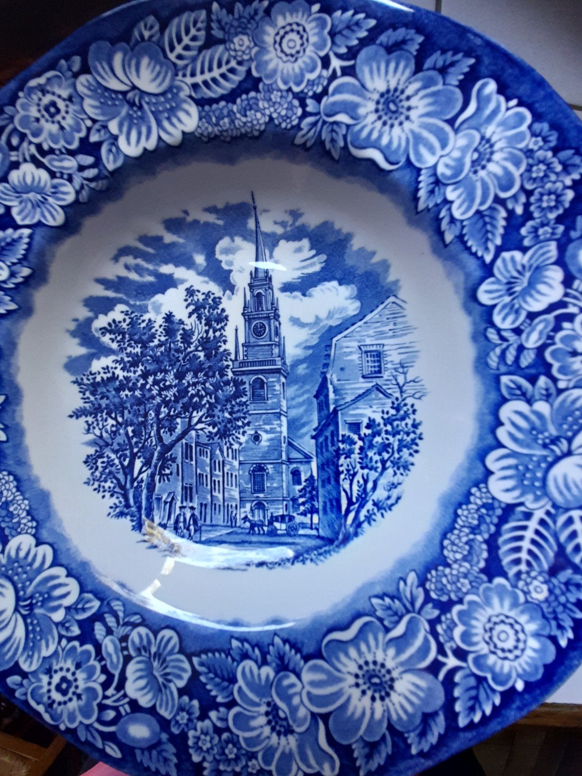 Blauwe borden , 6 diepe en 4 platte borden, Antiek en Kunst, Ophalen