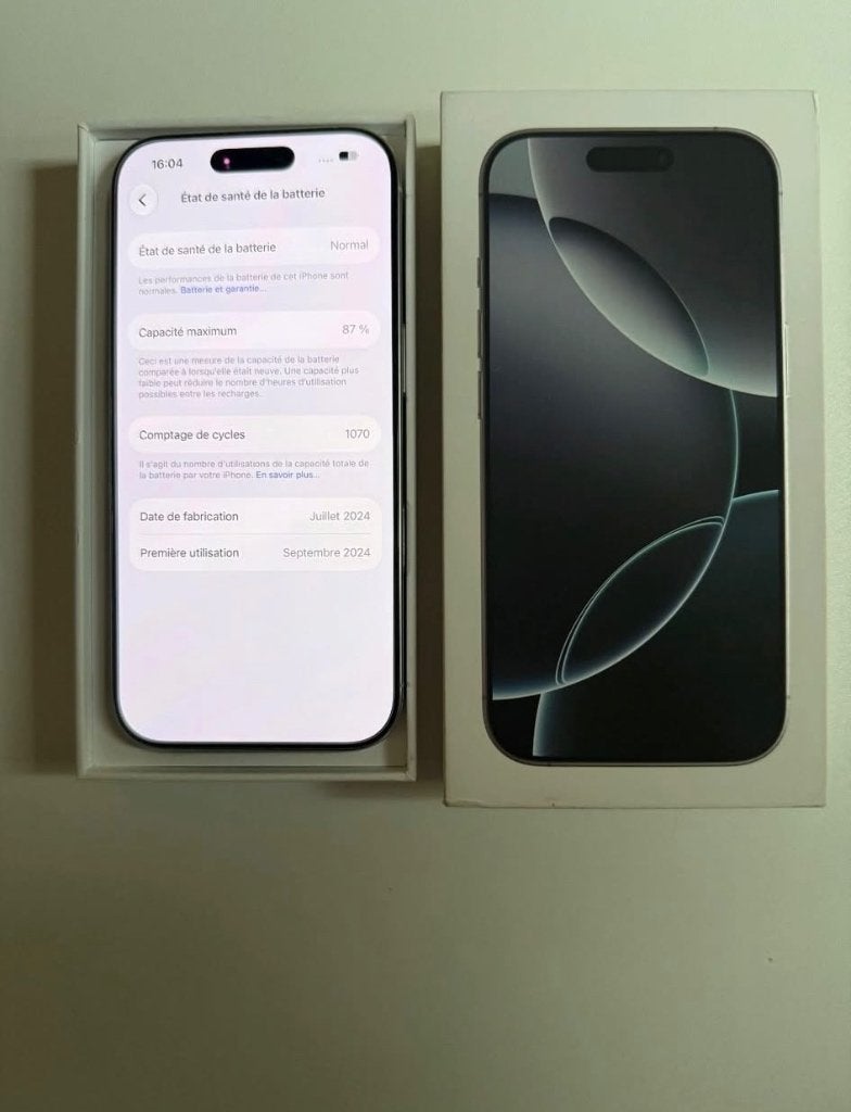 IPhone 16 Pro, Télécoms, Comme neuf, Sans abonnement, Sans simlock, Blanc