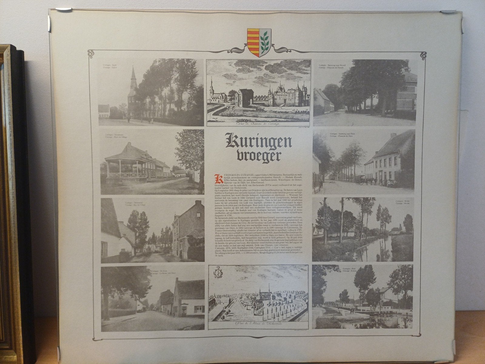 Ingekaderde tekening Kuringen vroeger in glas, Antiek en Kunst, Ophalen