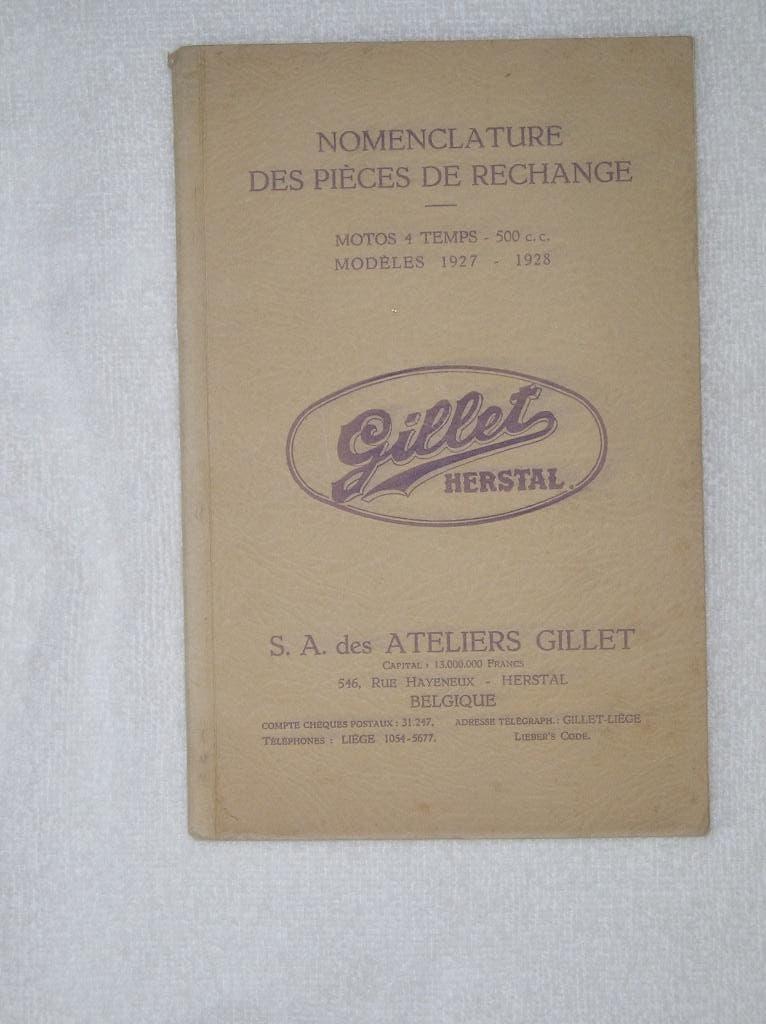 Catalogue Gillet 500 cc OHV 1927 - 1928, Motos, Enlèvement