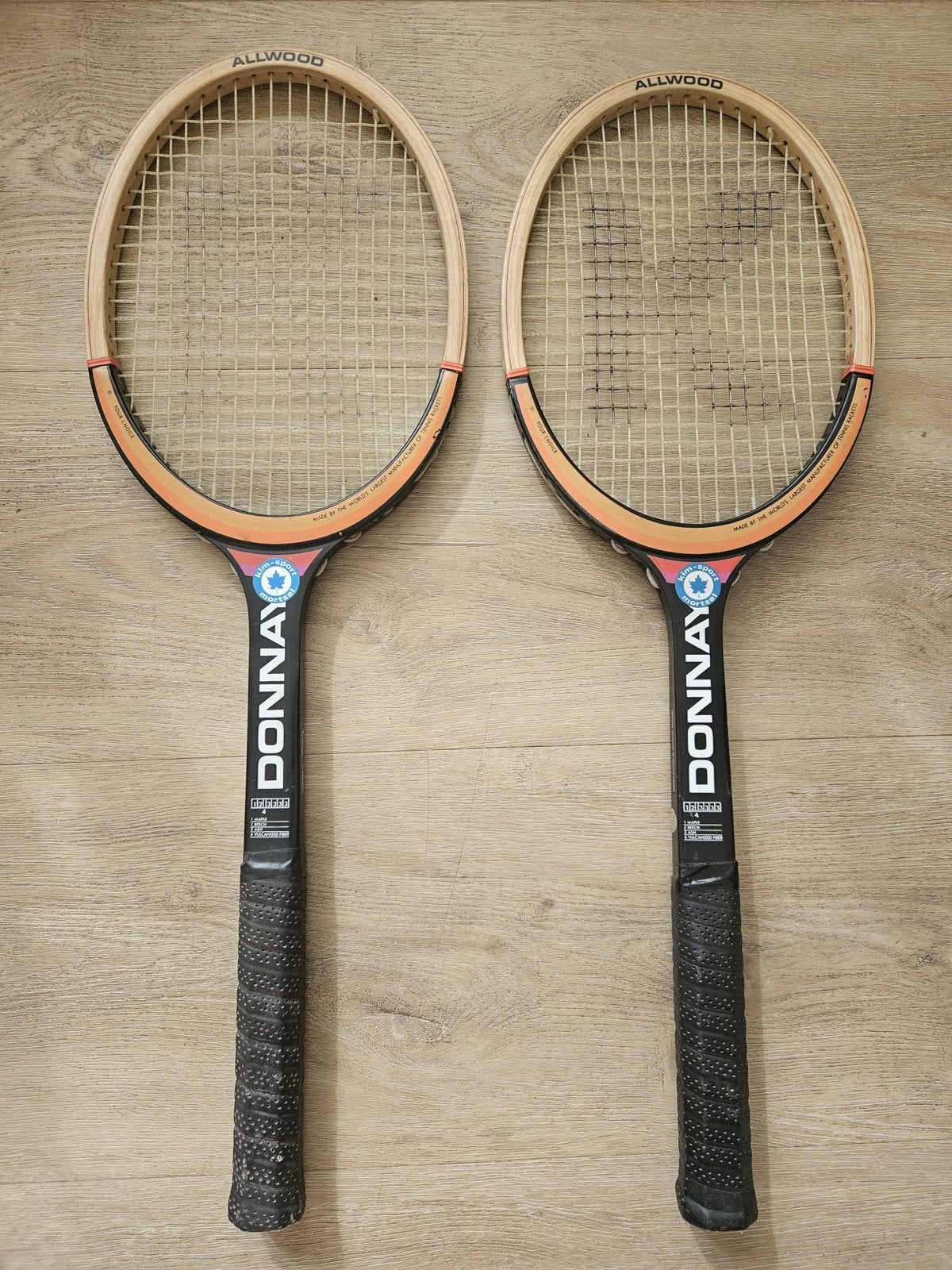 Set van 2 Vintage Donnay Allwood Tennisrackets (Björn Borg), Sport en Fitness, Ophalen of Verzenden, Zo goed als nieuw, Racket