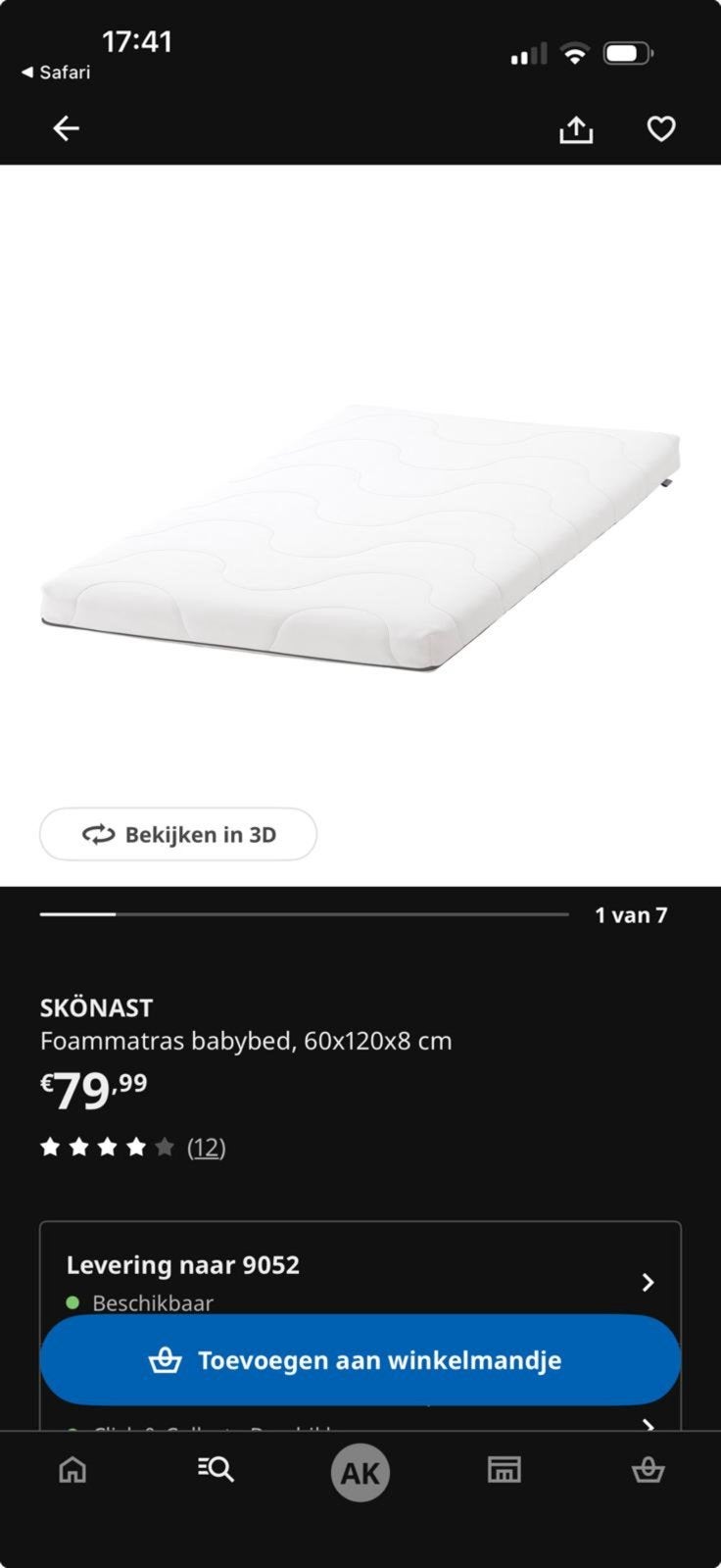 Baby bed met matras, Ophalen, Zo goed als nieuw, Minder dan 140 cm, Minder dan 70 cm