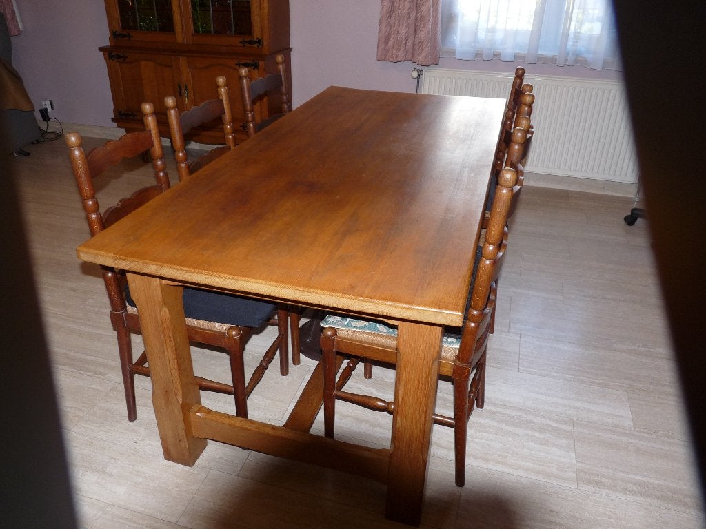 meubels tafel en stoelen, Ophalen, Gebruikt, Twee, Bruin