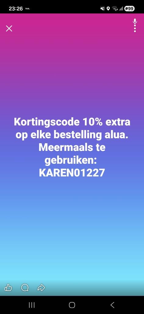 Kortingcode bij aankoop alua, Ophalen, Nieuw
