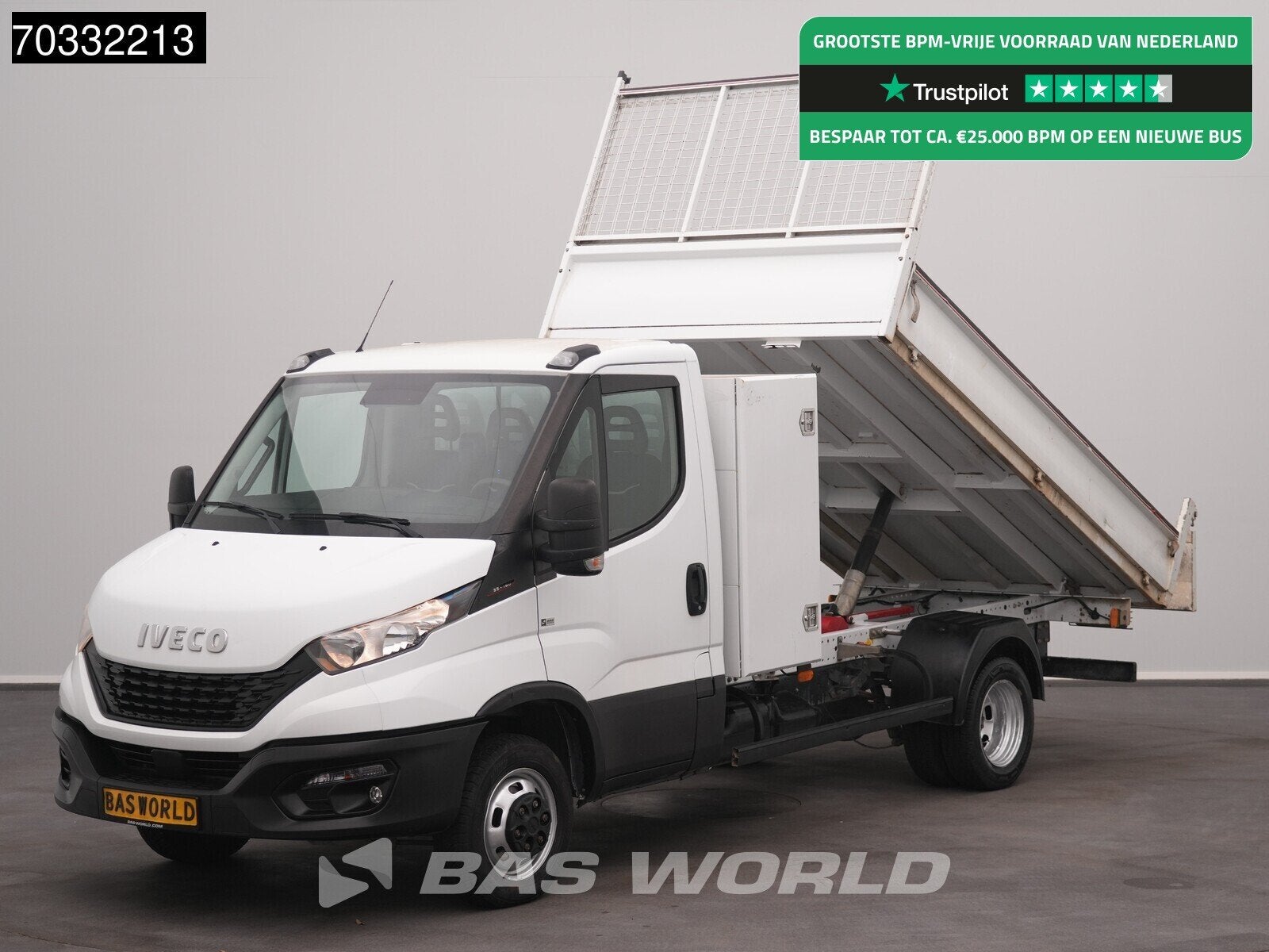 Iveco Daily 35C16 3.0L Kipper met Kist Dubbellucht 3,5t Trek, Stof, Gebruikt, Euro 6, 4 cilinders