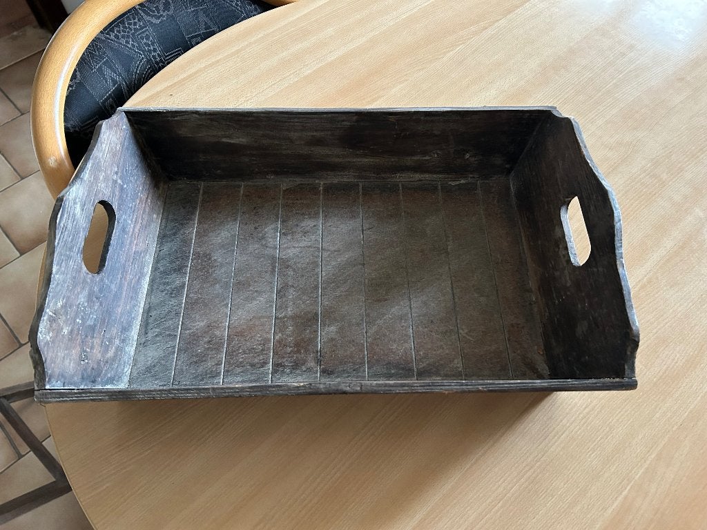 Houten dienblad met staander, Enlèvement, Comme neuf, Bois, Plateau