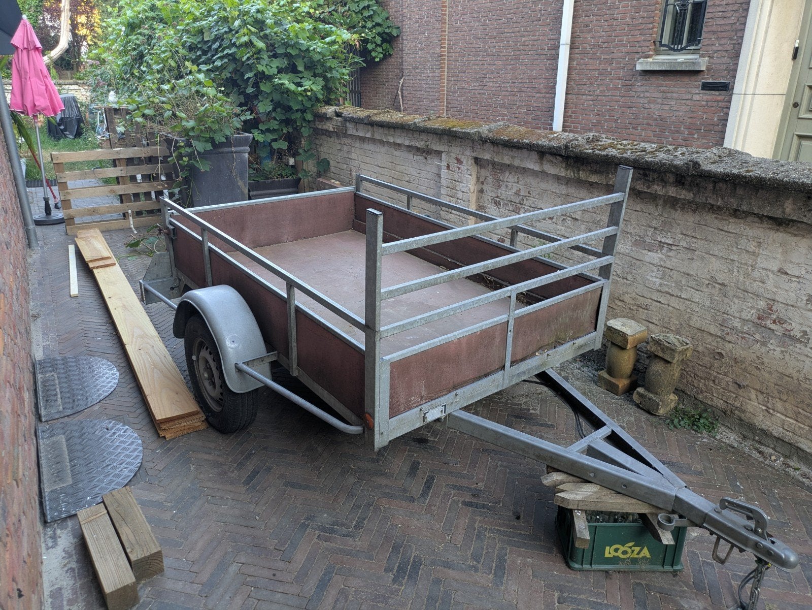 aanhangwagen enkelasser, Ophalen, Gebruikt