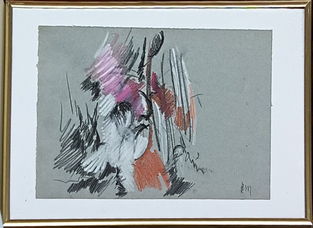 René Mels (1909-1977): Abstractie 1 (41 x 31 cm), Ophalen of Verzenden, Abstract, Gesigneerd, Pastel