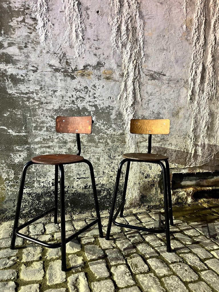 Tabouret industriel vintage recyclé (10 pièces), Maison & Meubles, Tabourets, Utilisé, Bois, Enlèvement ou Envoi