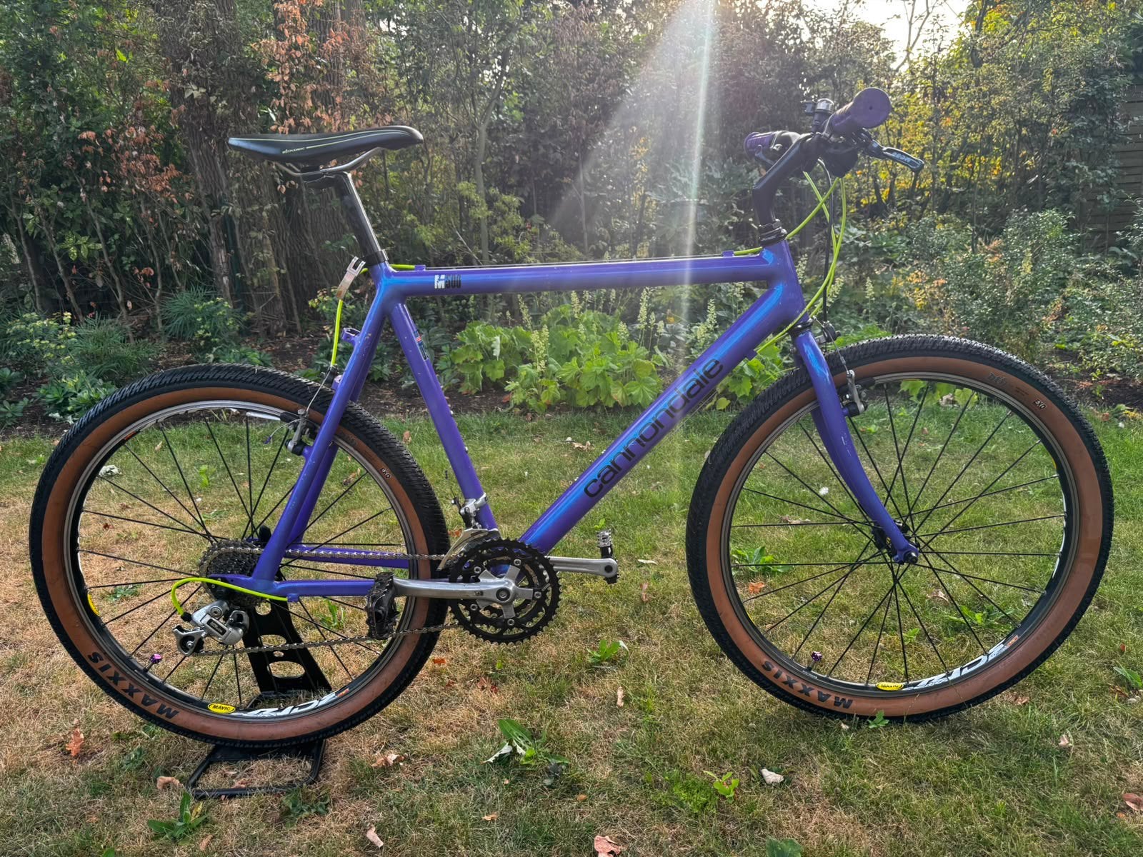 Purple Cannondale M500 Vintage, Fietsen en Brommers, Gebruikt, 26 inch, Velgrem, Meer dan 20 versnellingen