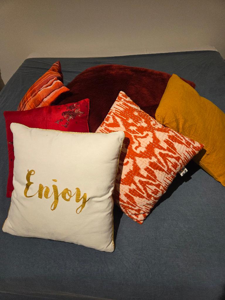 Assortiment sierkussens, Huis en Inrichting, Woonaccessoires | Kussens, Ophalen, Zo goed als nieuw, Vierkant