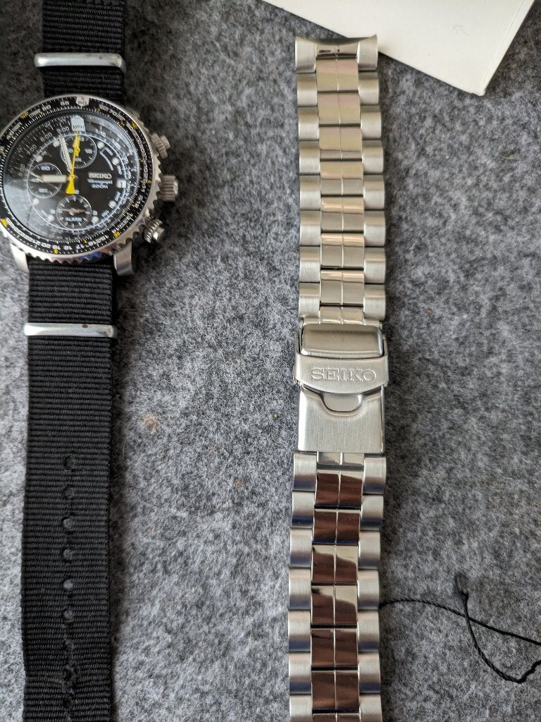 Seiko Flightmaster Pilot Chrono (SNA411P1), Ophalen, Staal, Polshorloge, Zo goed als nieuw