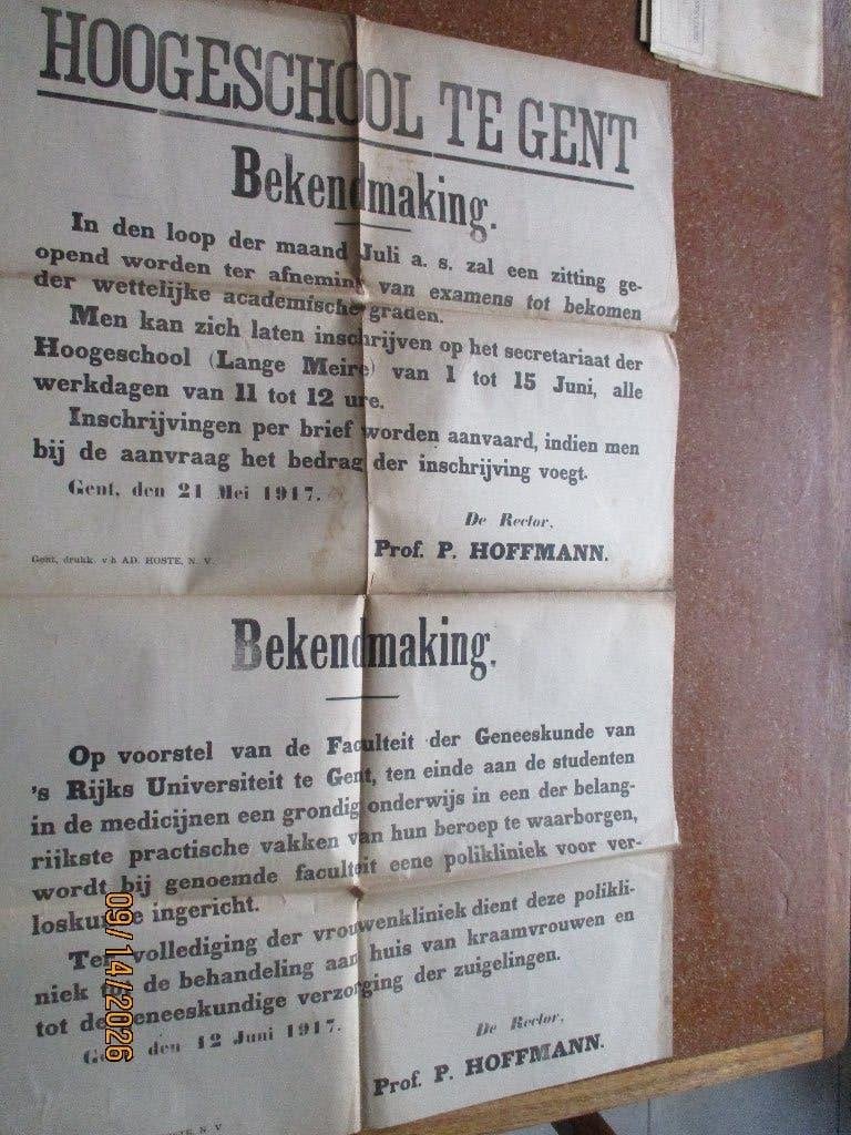 WO1. Duitse affiche Hoogeschool Gent, Ophalen of Verzenden