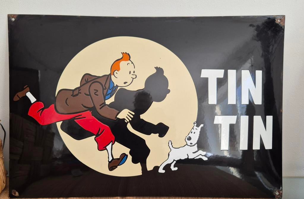 Plaque émaillée bombée tintin 60x40cm, Enlèvement ou Envoi