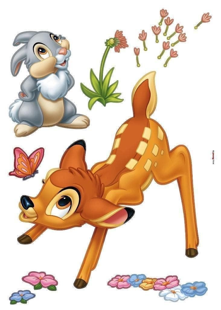 Bambi en Stampertje Muurstickers 50x70 cm - Disney, Losse elementen, Verzenden, Nieuw, Wanddecoratie