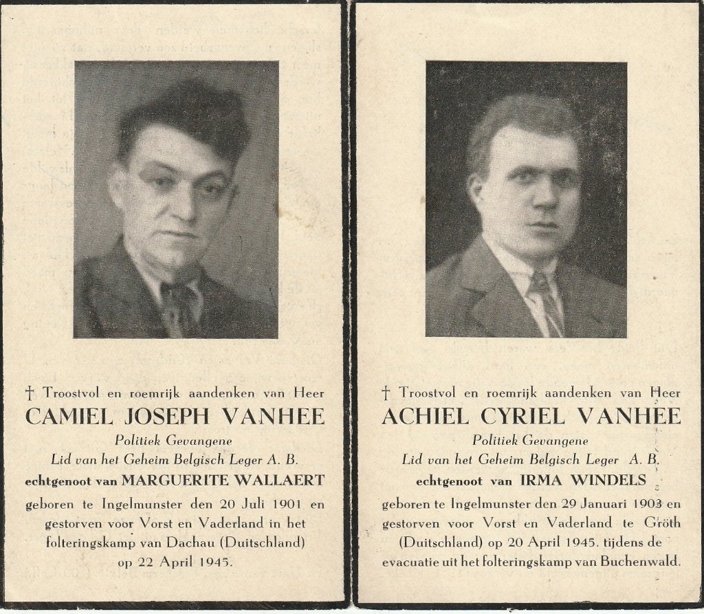 Concentratiekamp Camiel en Achiel VanHee 1945, Ophalen of Verzenden