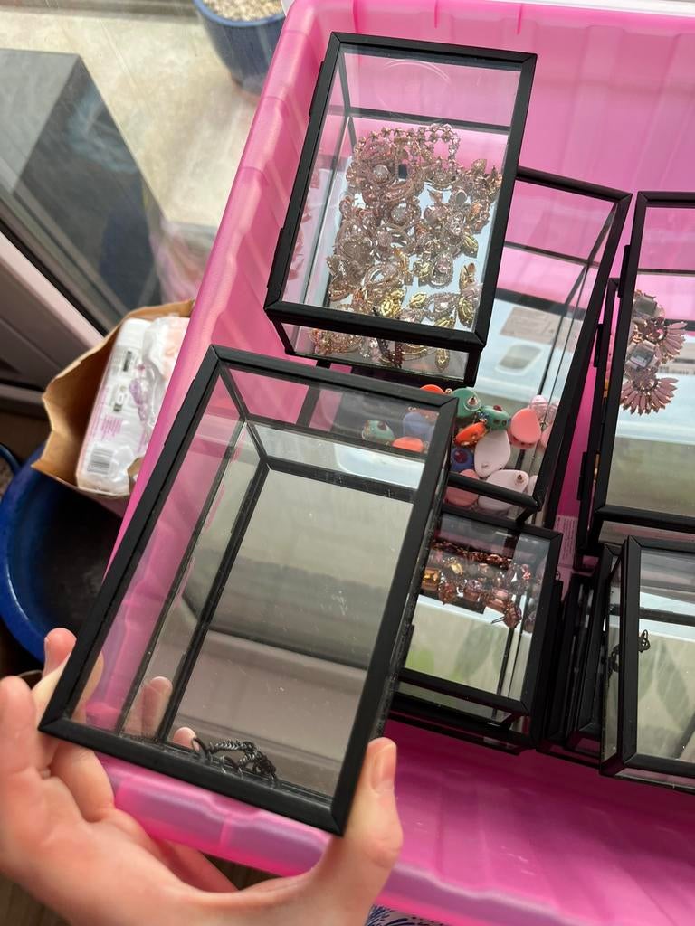 Boite bijoux verre lot de 2 grande petite, Ophalen of Verzenden, Zo goed als nieuw
