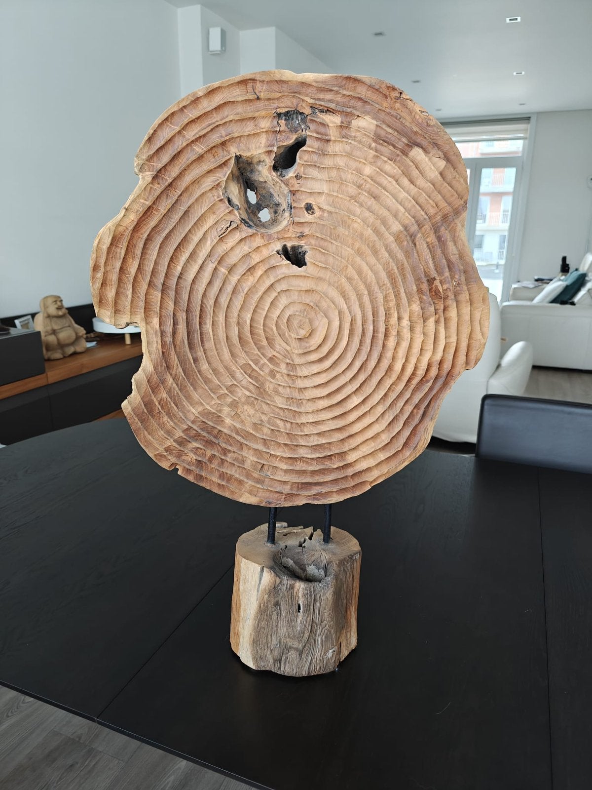 Houten schijf op voet, Ophalen, Zo goed als nieuw
