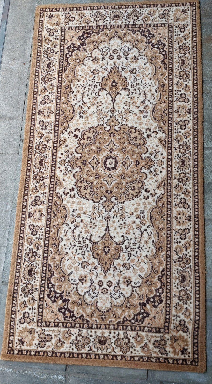 Mooie oosters tapijt-beige/crème/taupe kleuren  80x160, Enlèvement, Crème