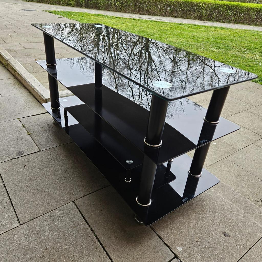 Glazen tv tafel, Tuin en Terras, Ophalen, Zo goed als nieuw