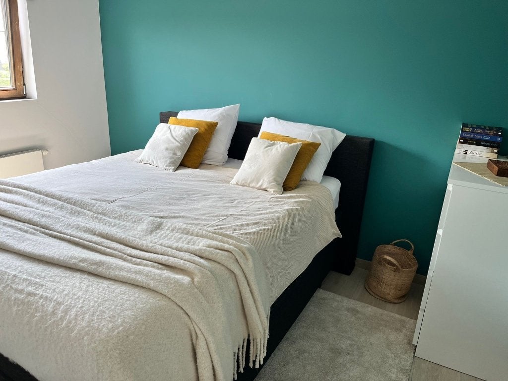 Moderne boxspring te koop, Maison & Meubles, Comme neuf, Enlèvement, 200 cm, Deux personnes