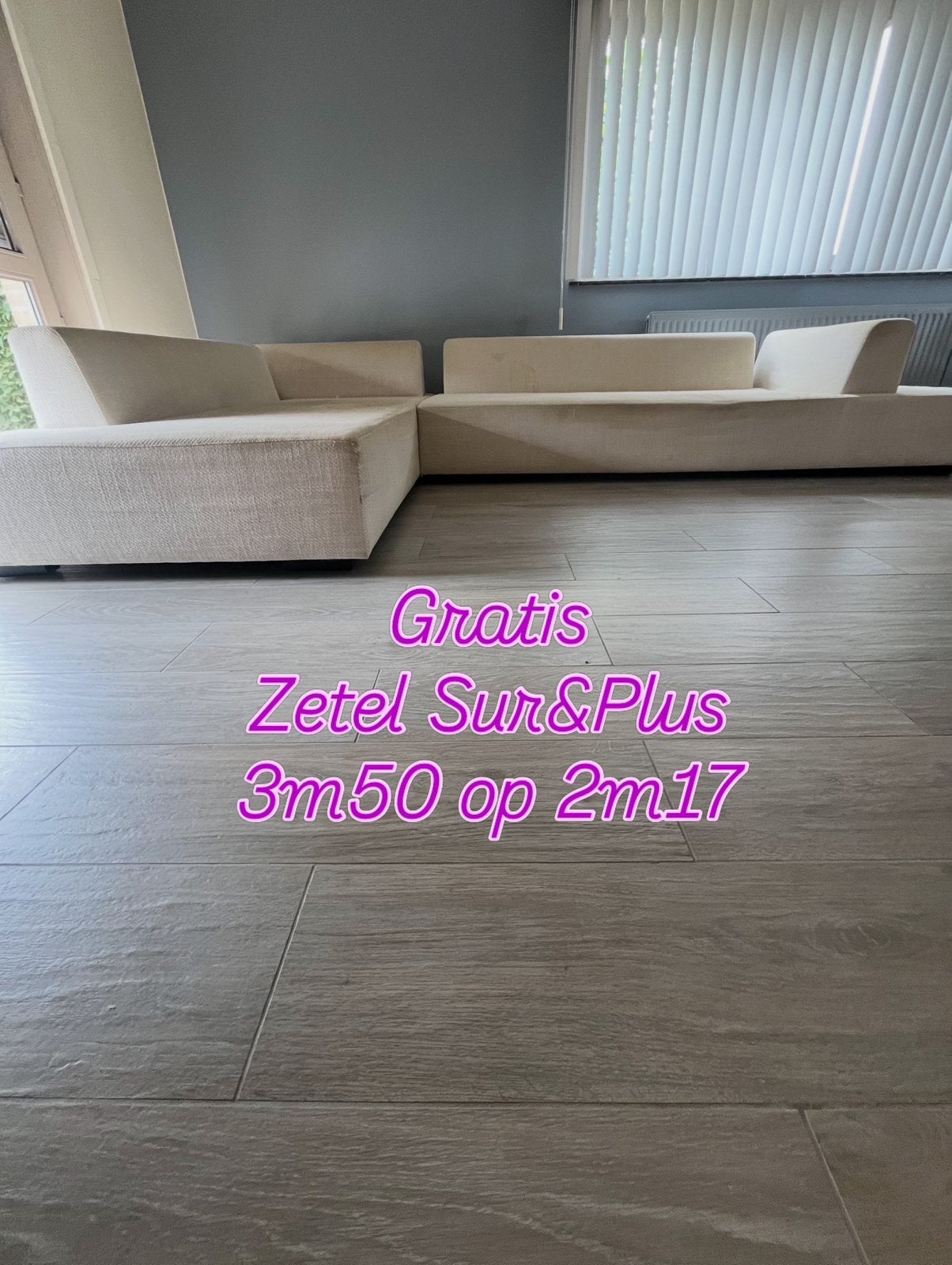 Gratis zetel, hoeksalon, Huis en Inrichting, Ophalen, Gebruikt, 125 cm of meer, Stof