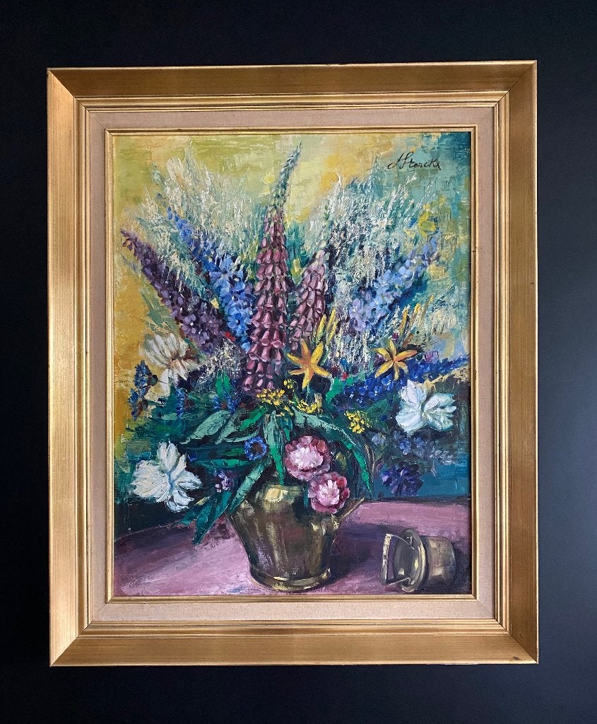 Stilleven "Bloemen" Sterckx, Antiquités & Art, Peinture à l'huile, Fleurs, Enlèvement, Encadré