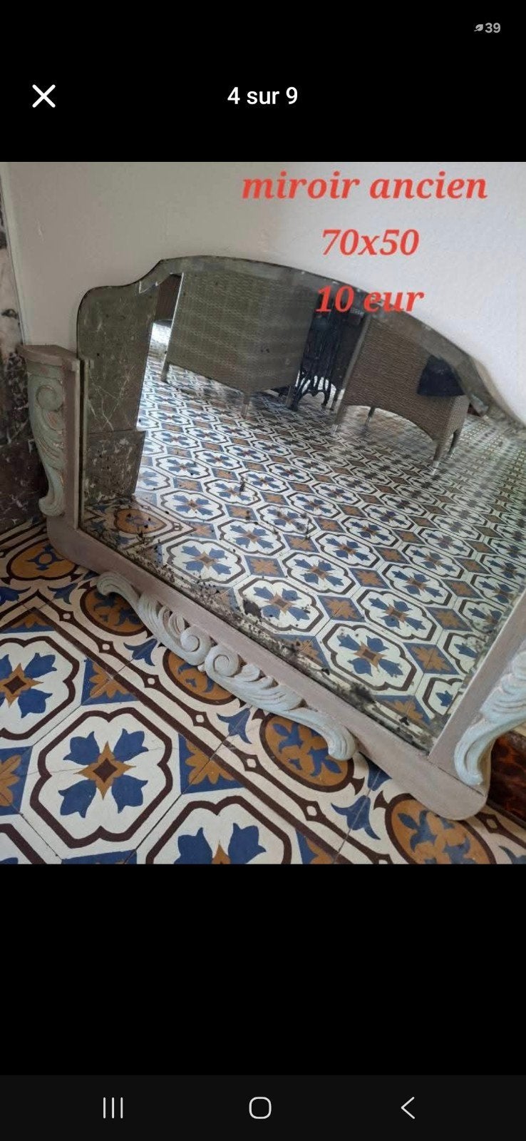 miroir ancien, Enlèvement, Utilisé